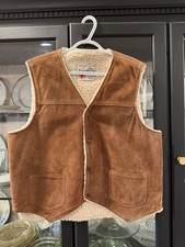 vintage Sears "The Leather Shop" Suede Sherpa-Lined Vest from the 1970s.