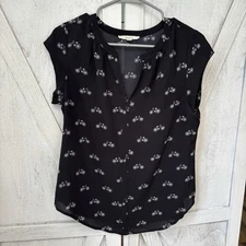 Fun 2 Fun Bicycle Print Sleeveless Top Women’s Small Black Lightweight