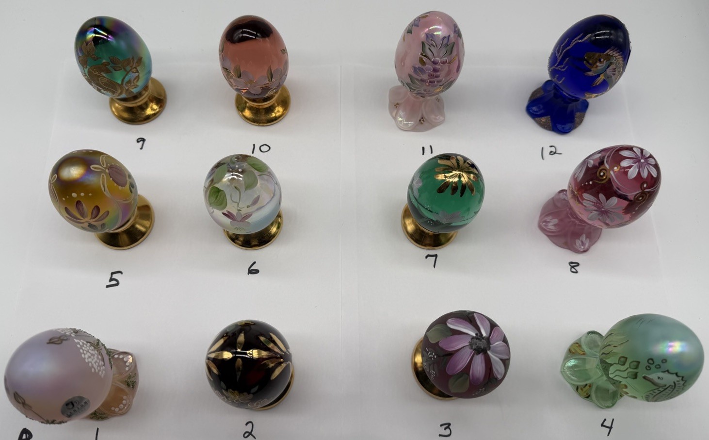 9 Left (multiple Choice) Fenton Limited Edition Hand Painted Eggs On A Pedestal