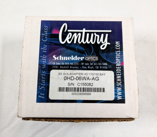 Century Schneider Optics 0.6X HD Wide Angle Adapter NIB (0HD-06WA-AG)