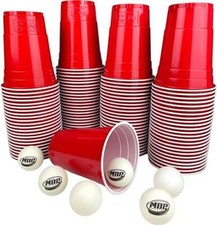 Beer-Pong VIP Becher Set 100+6 Bälle | stabile Plastikbecher | American Red Cups