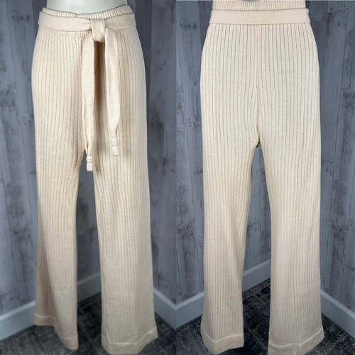 1970s Vintage Pants Cable Knit Stretch High Waist Peachy Taupe 28-34" Waist - Picture 3 of 15