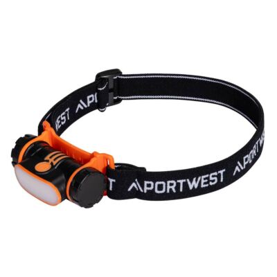 PORTWEST USB Wiederaufladbare LED Stirnleuchte Neigungssteuerung Verstellbar Wasserdicht PA70