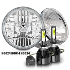 7 Inch Led Glass Headlight Round Classic Look Conversion Chrome Pair