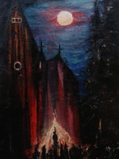 Night of the inquisition, original acrylic hand painted artwork 16,5×11,7inch
