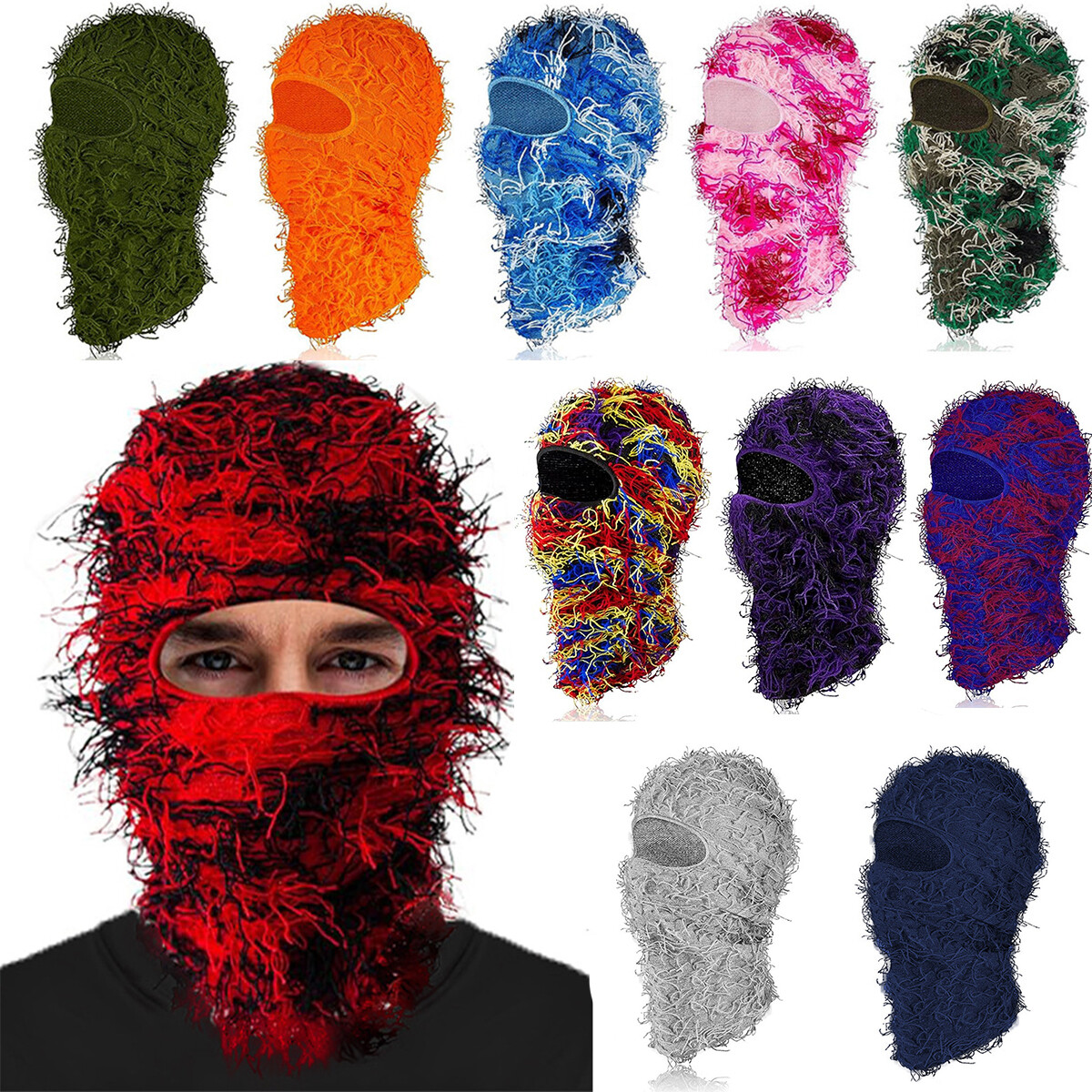 Balaclava Distressed Knitted Full Face Ski Mask Camouflage Men