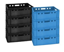 8 Stapelkisten Euroboxen Lagerwannen E2 4 x schwarz + 4 x blau neu Gastlando