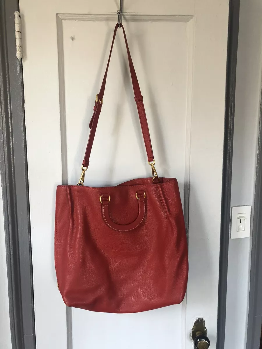 Prada Lux Large Saffiano Leather Tote Handbag Red