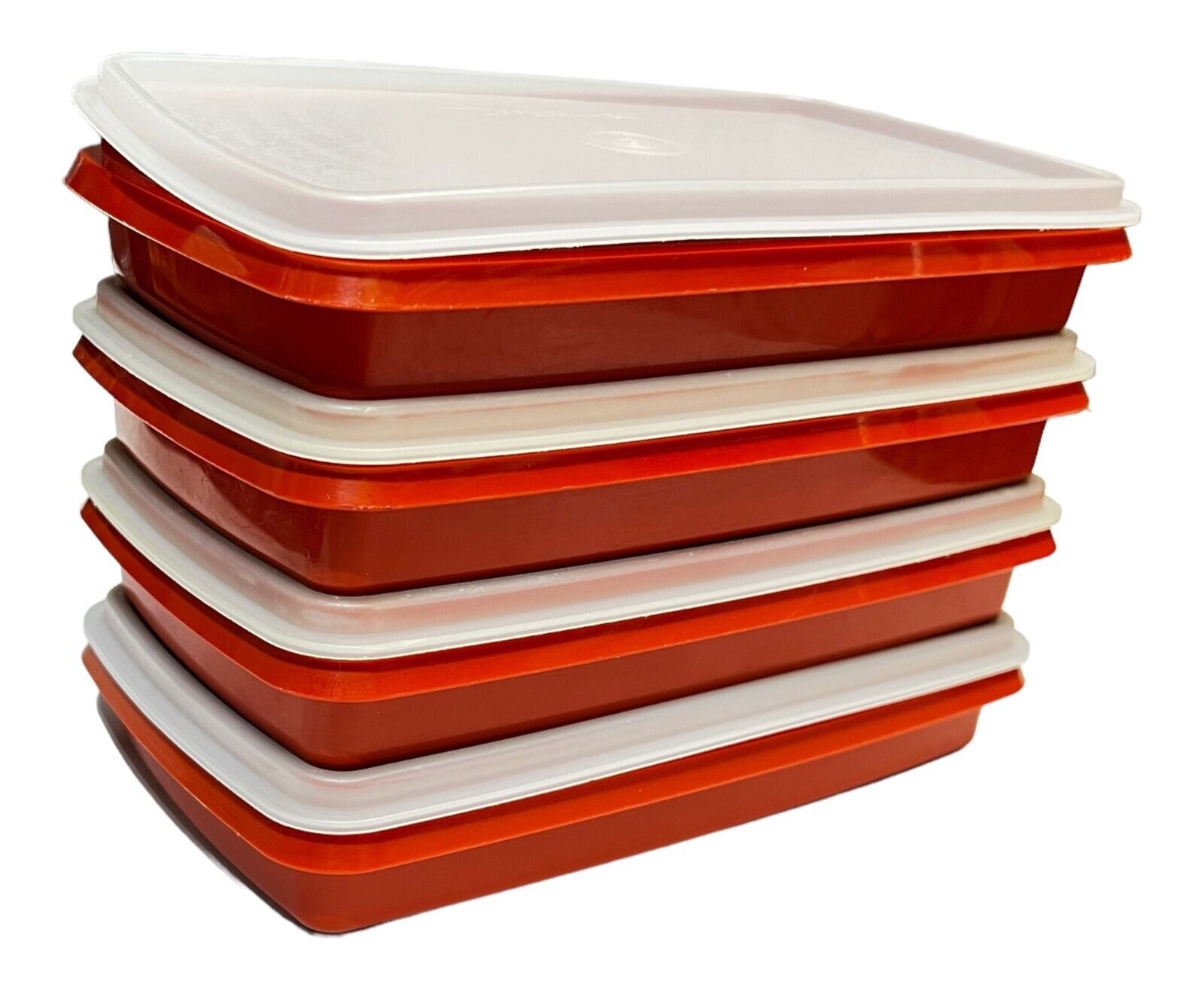 Set of 4 Vintage Tupperware Bacon Deli Meat Keeper 816 Rectangular Red