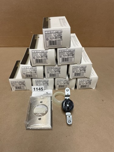 Case Of 10 - LEVITON 5261-CH Clock Hanger Single Receptacle, 125V, 15A, 2P, 3W, - Picture 3 of 4