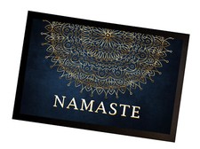 Namaste blue grunge gold Mandala Yoga studio, meditation room Mat 60 x 40 cm