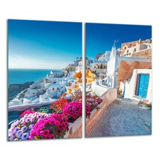 Herdabdeckplatten 2 teilig 30x52 Ceranfeld Abdeckung Glas Landschaft