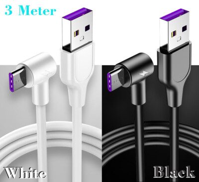 10pcs 3M/10FT Right Angle Type-C To 5A USB3.1 Super Fast Data Charger Cable Lead