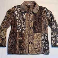 Lindi Patchwork Women Crop Jacket Sz L Lightweight Designer Coat Floral Paisley