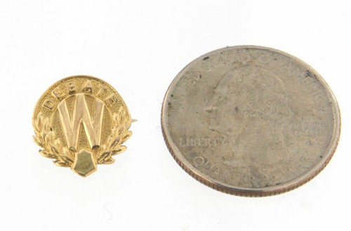 Debate Team Victory Pin Feingold Pin 14k Gelbgold 0,5" Zoll - Bild 2 von 3