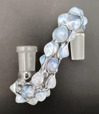 14mm Secret White Glass Hobnail Drop Down Attachment Adapter