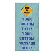 Vertical Vinyl Banner Multiple Sizes Baby Shower Custom Title Message Style 18