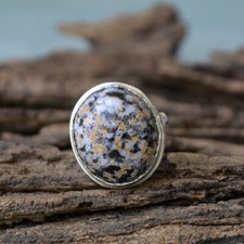 Rare Ocean Jasper Gemstone 925 Sterling Silver Artisan Handmade Ring Size 7