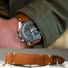 20 mm Genuine Sandy Brown Leather watch Strap cream stitch for monaco camaro gmt