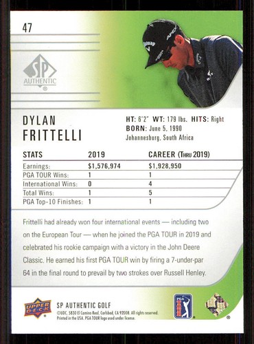 2021 SP Authentic #47 Dylan Frittelli RC - Picture 2 of 2