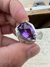 Natural Amethyst Gemstone 925 Sterling Silver Ring For Men's 1866