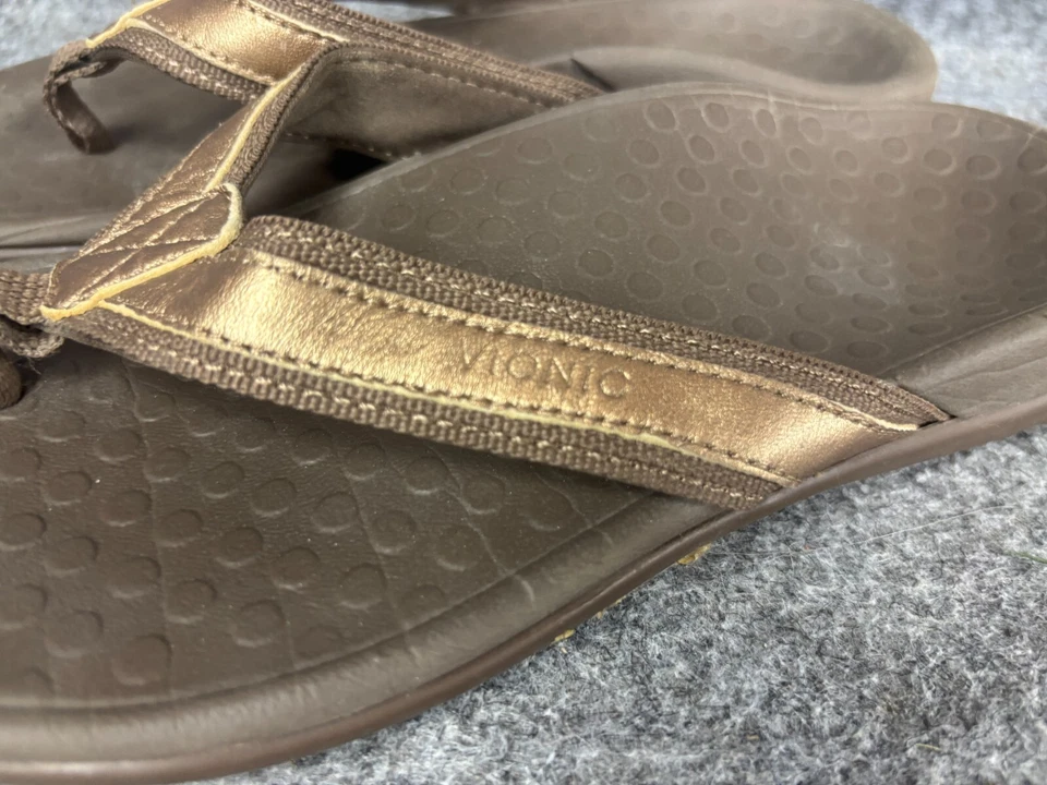 Sandalias chanclas VIONIC Tide II orthaheel para mujer 6 bronce cuero metálico Foto 3 de 4