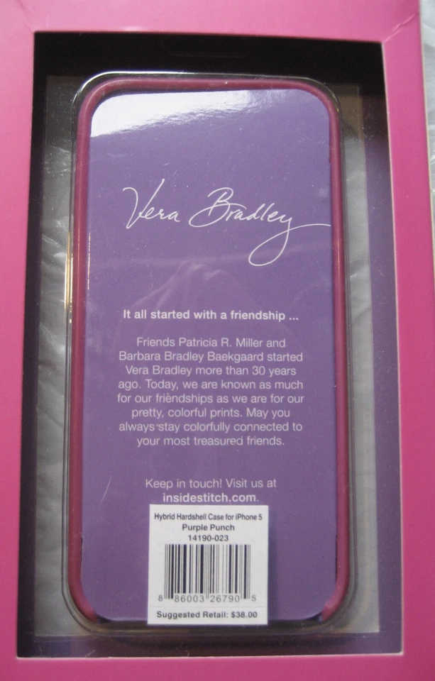 Funda rígida híbrida Vera Bradley usada en excelente estado púrpura perforada iPhone 5s/SE original Foto 3 de 3
