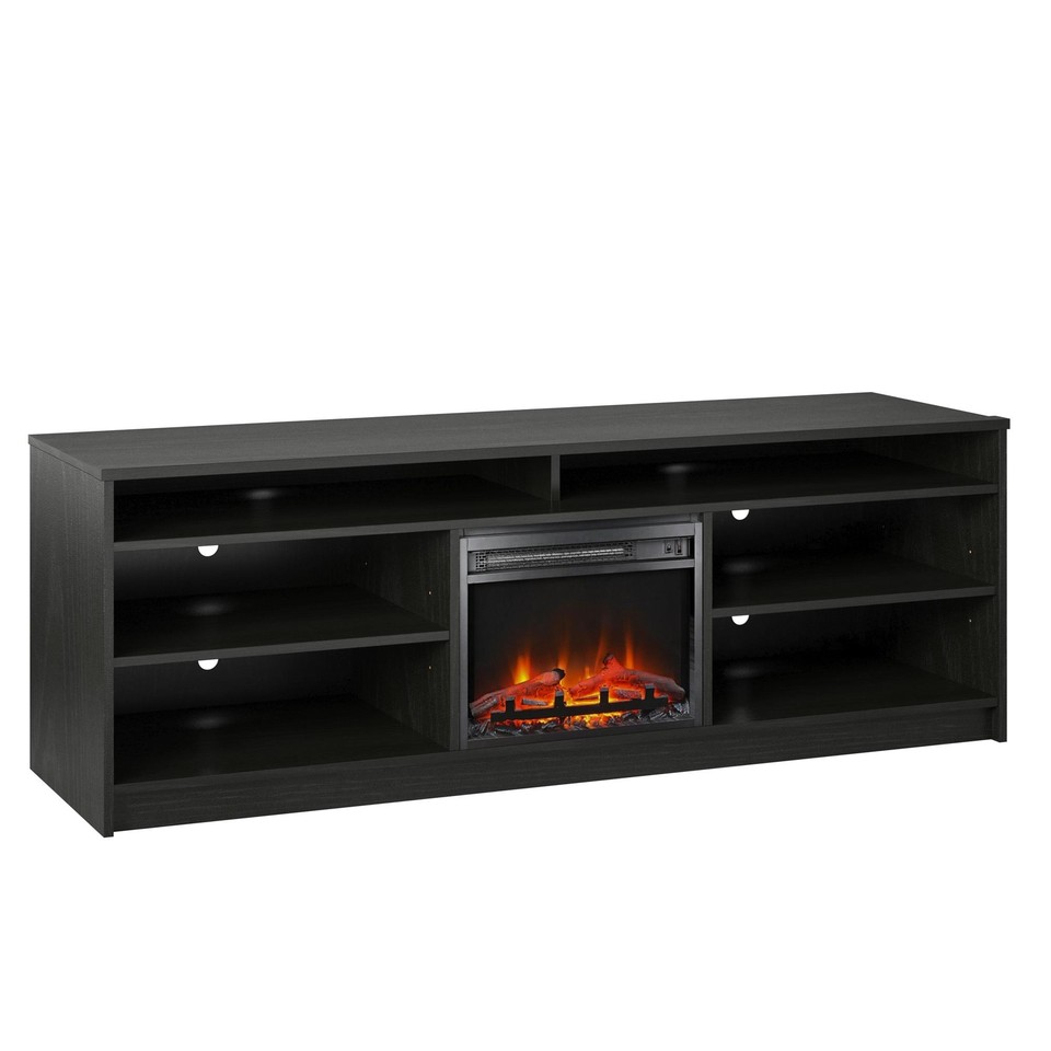 Ameriwood Home Hendrix 75" TV Stand with Electric Fireplace Insert and
