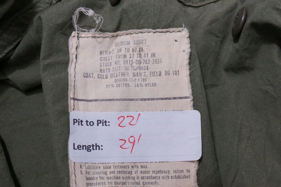 Vintage Military Cold Weather Field Coat Jacket Size Medium Short OG ...