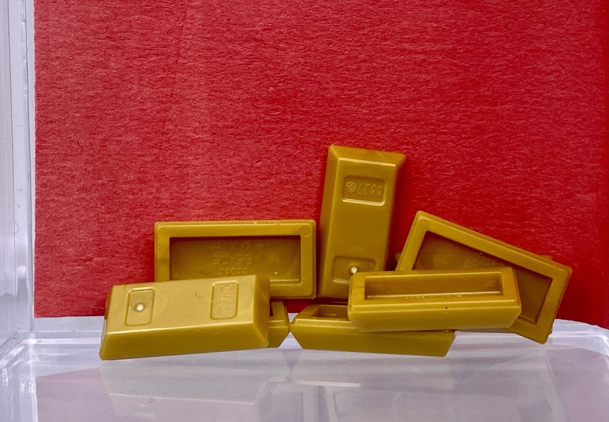 Lego Parts x (8) ~ Pearl Gold 1 x 2 Plate Utensil Ingot / Bar ~ No