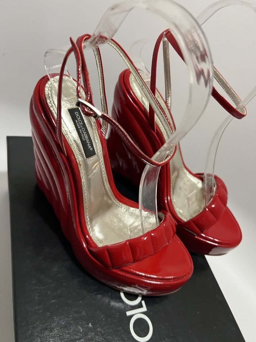 Vtg NEW DOLCE & GABBANA 2000S RED PUFFY CUSHION PATENT LEATHER