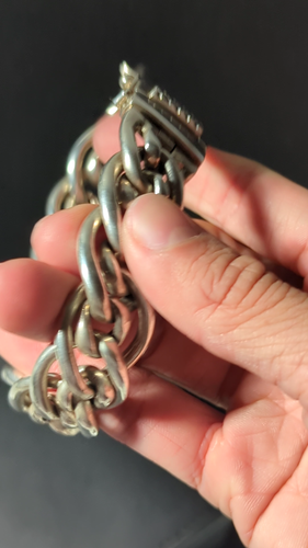 Vintage Sterling Silver Double Curb Link Chain Bracelet Chunky Heavy Mens 22cm - Video 1 of 1