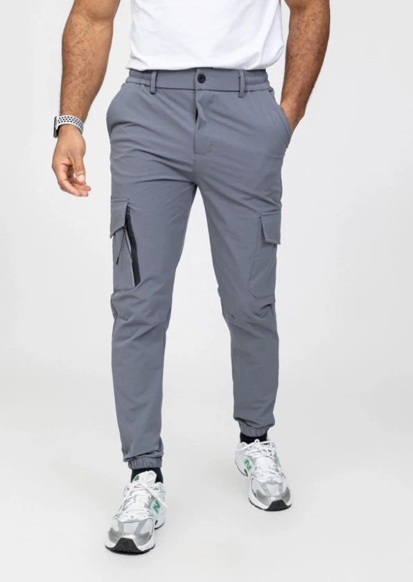 Men's Casual Water Resistant Slim Fit Stretchable Cargo Pockets Cuff Pants