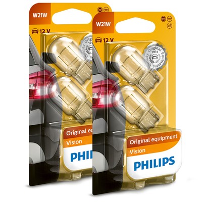 2x PHILIPS GL�HBIRNEN BLINKER BREMSLICHT R�CKFAHRSCHEINWERFER 12V 21W W21W