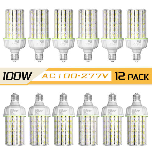 12PCS 100W LED Corn Bulb Light E39 Mogul Base Replace 400W MH/HPS Warehouse Lamp
