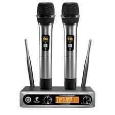 Wireless Microphone,Metal Dual Professional UHF Cordless Dynamic Mic Handheld