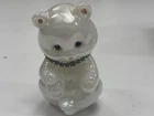 Fenton Art Glass White Iridescent Bear Figurine  Rhinestones Vintage