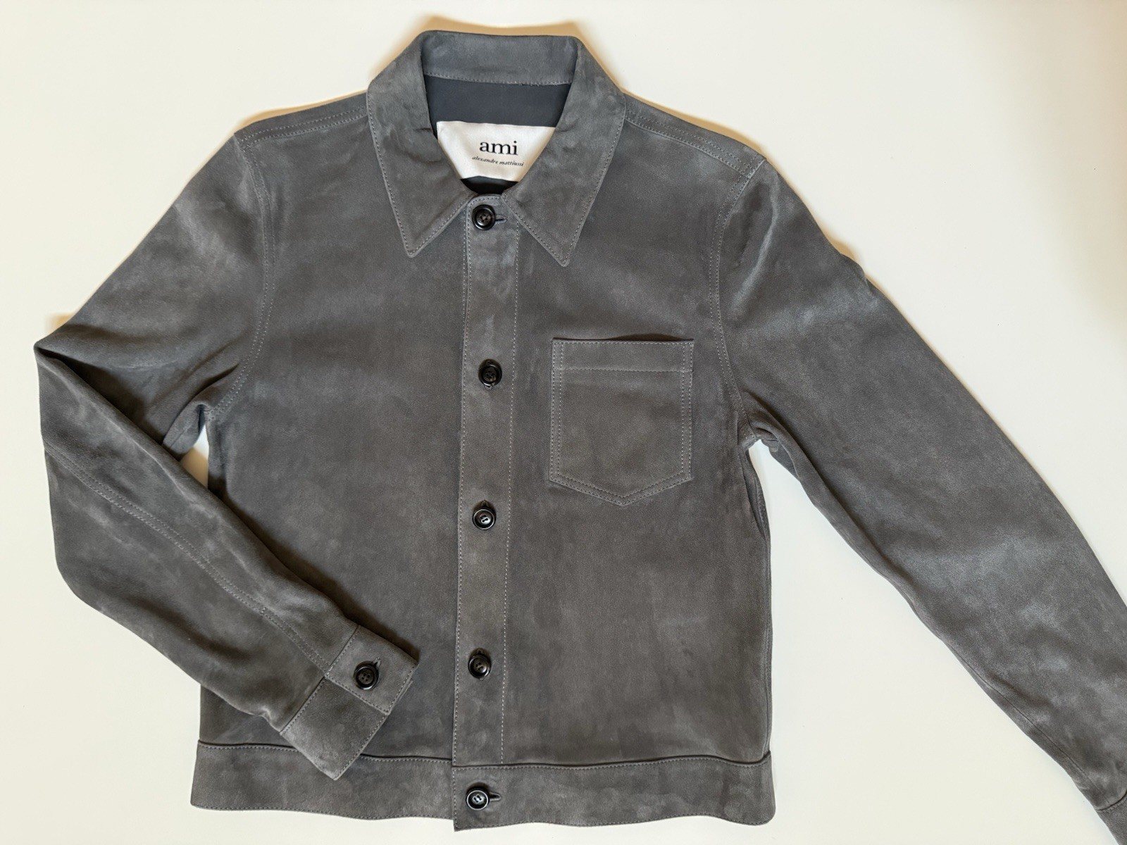 AMI Alexandre Mattiussi Gray Suede Jacket Sz M Authentic