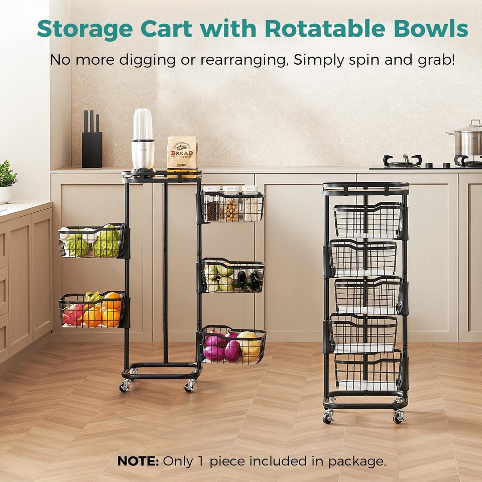 Vegetale Rack 5 Tier Rotating Kitchen Storage Cart, Fruit Vegetable Potato Rack Stand ...