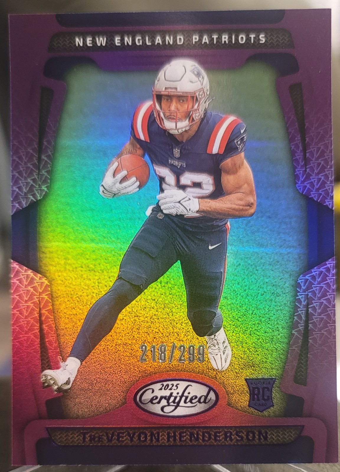 TreVeyon Henderson 2025 Panini Certified #144 Mirror Purple Rookies RC /299📈🔥