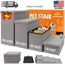 Dog Stairs with Storage 23" H, 4-Step Wider Dog Steps for High Beds Window