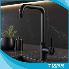 Matt Black Industrial Kitchen Mixer Tap Knurled Wheel Handle Brass