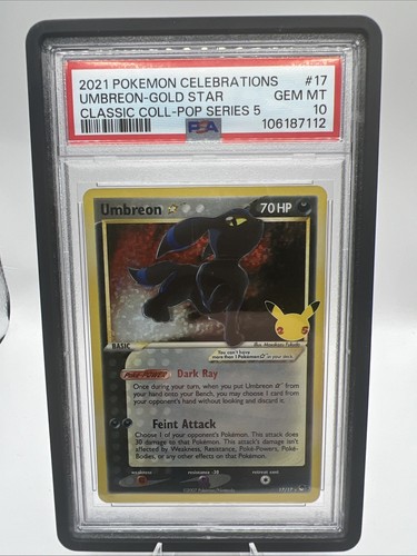 PSA 10 GEM MINT Umbreon Gold Star Celebrations Classic Collection Pokemon 17/17
