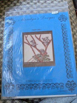 Maralyn's Designs cross stitch petit chart point Koala Family in Eucalyptus tree