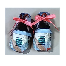 Origami Baby Booties Made From US 100 Bills w/ Red Ribbon Laces. Quanity: 100