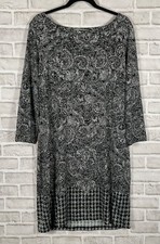 Michael Kors Dress Womens Sz XL Black Ivory Print Sheath Pullover Long Sleeves