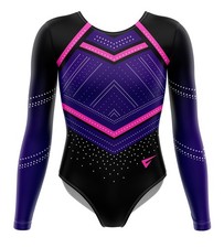 Contender Purple N Pink Competition Long Sleeve Girls Gymnastics Leotard