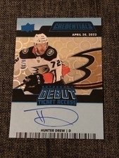 2022/23 Upper Deck Credentials Debut Ticket Access Auto Blue Hunter Drew 16/35