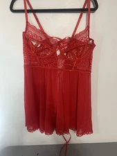 Seven 'Til Midnight Red Lace and Ribbons Nighty Top And Bottom 3X/4x NWOT
