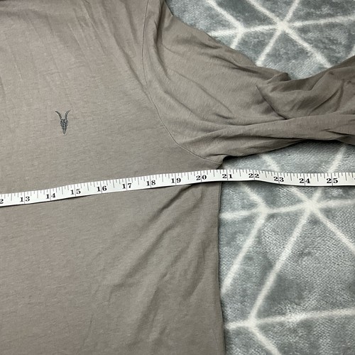 Allsaints Grail Long Sleeved Polo Shirt Men’s Size Medium Grey Lightweight - Picture 5 of 8